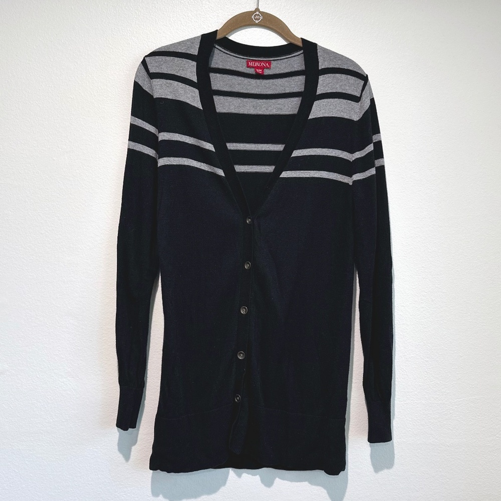 Merona Striped Boyfriend Cardigan Size Medium